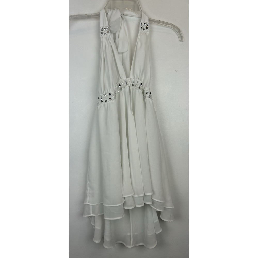 Victorias Secret Bridal Lingerie White Large Mini Dess Sequin V Neck Tie Wedding